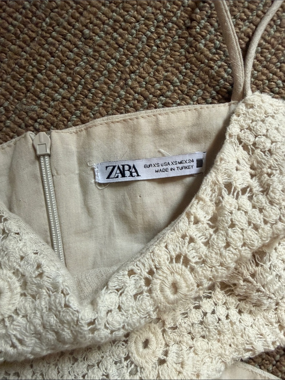 Zara Crochet Top Mini Dress in Sand Size XS - Picture 3 of 4